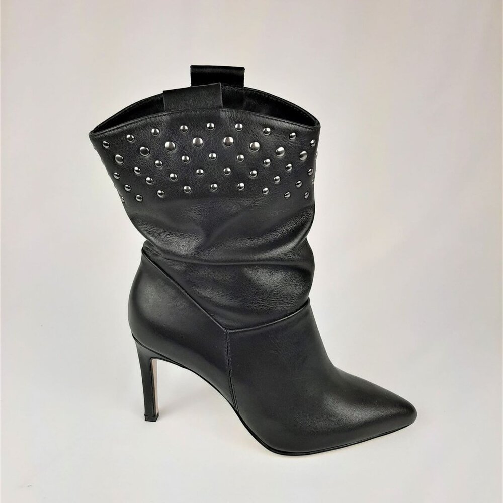 Black Leather Heel Boots